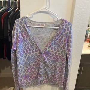 Women’s colorful geometric design cardigan (target) size L